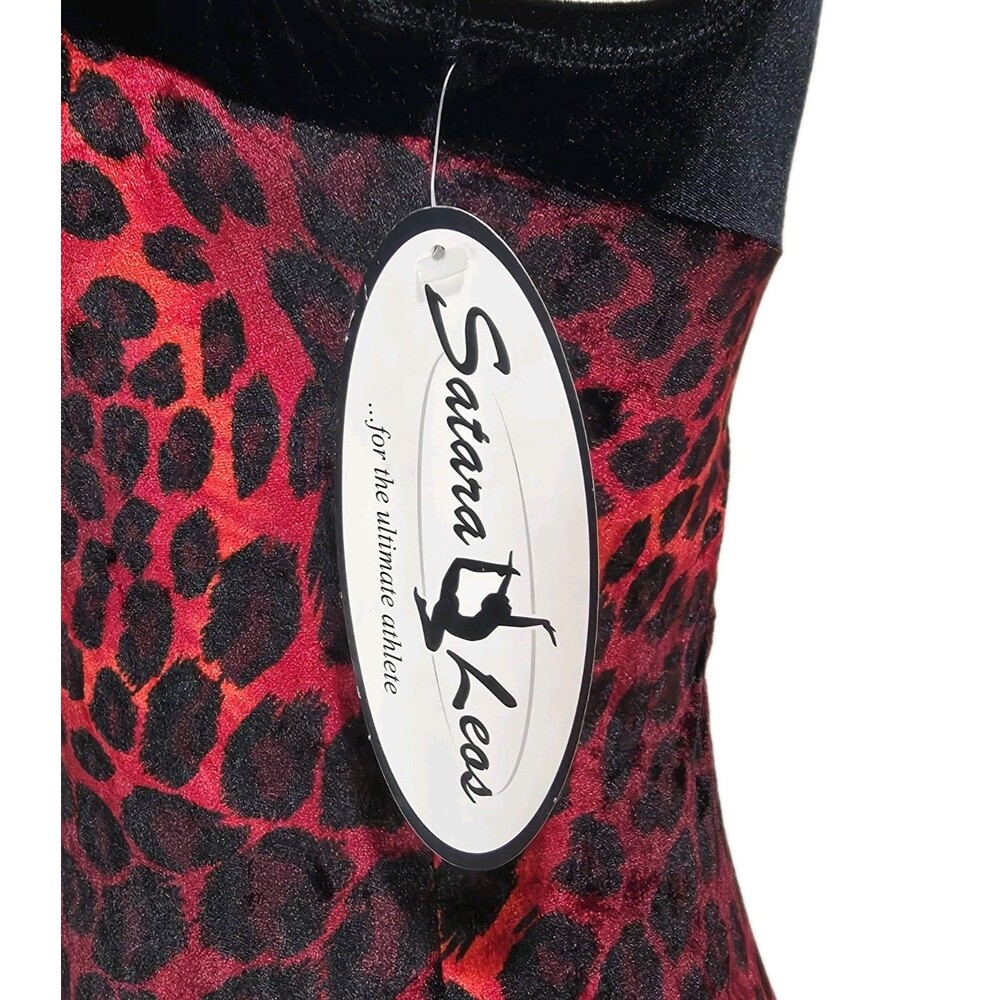 Satara VTG Leopard Print Split Keyhole Velvet Dance Leotard Bodysuit AL Adult L - Picture 12 of 16